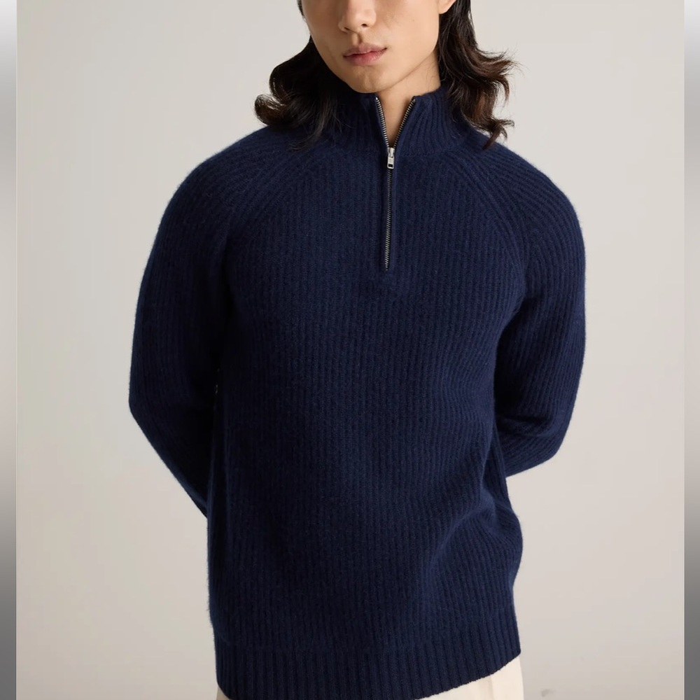 Men's Mongolian Cashmere Fisherman Quarter Zip Sweater